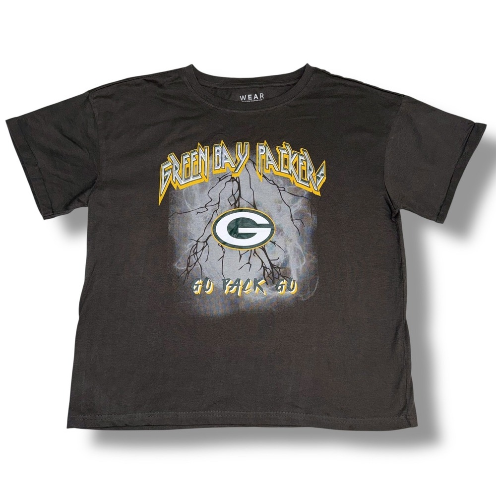 WEAR by Erin Andrews Green Bay Packers T-Shirt Womens Medium Grey Graphic Tee